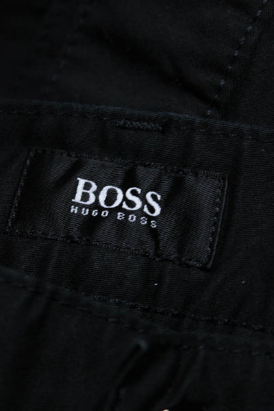 Boss Hugo Boss Mens Cotton Flat Front Zip Button Straight Pants Black Size EUR40