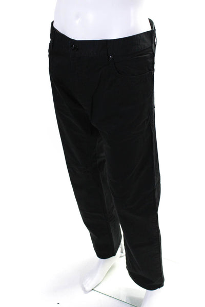 Boss Hugo Boss Mens Cotton Buttoned Straight Flat Front Pants Black Size EUR40