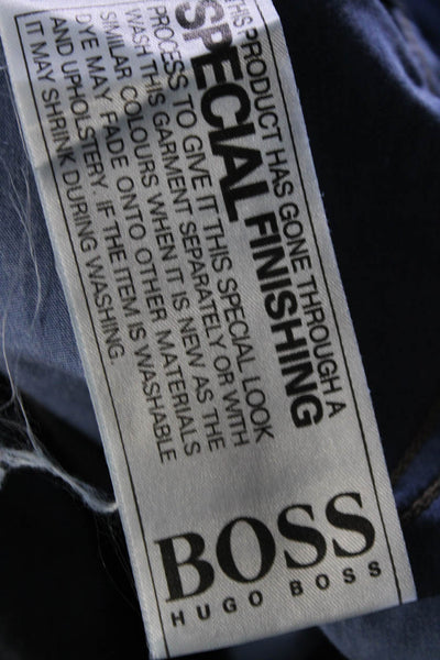 Boss Hugo Boss Mens Cotton Buttoned Straight Leg Dark Wash Jeans Blue EUR40