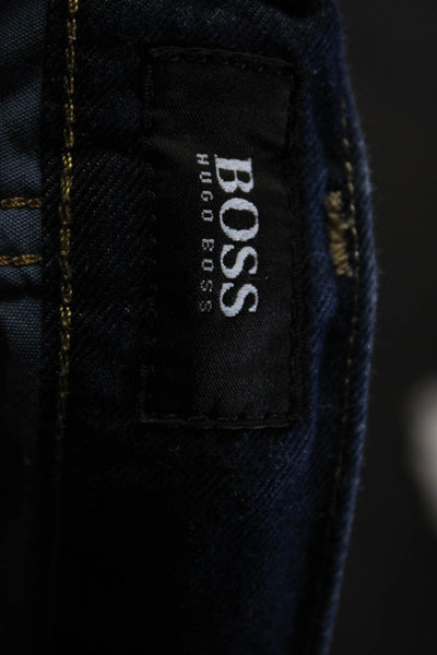 Boss Hugo Boss Mens Cotton Buttoned Dark Wash Straight Leg Jeans Blue Size EUR40