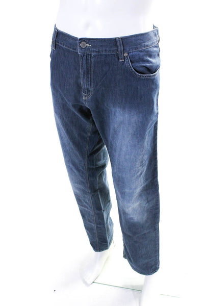 Boss Hugo Boss Mens Cotton Medium Wash Button Straight Leg Jeans Blue Size EUR40