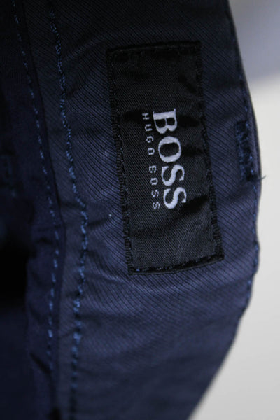 Boss Hugo Boss Mens Cotton Buttoned Flat Front Straight Pants Blue Size EUR40