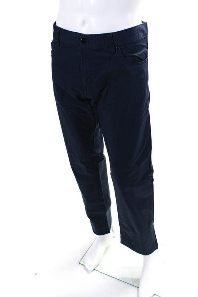 Boss Hugo Boss Mens Cotton Buttoned Zip Flat Front Dress Pants Navy Size EUR40