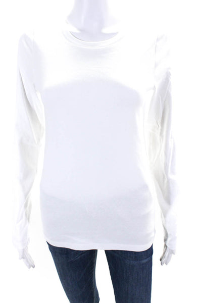 J Crew Womens Long Sleeve Crew Neck Perfect Fit Tee Shirt White Cotton Medium