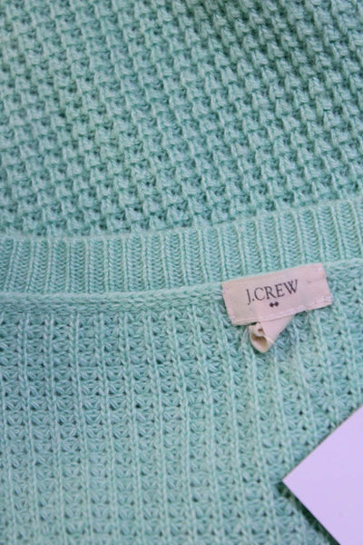 J Crew Womens Waffle-Knit Texture Long Sleeve Pullover Sweater Mint Green Size M