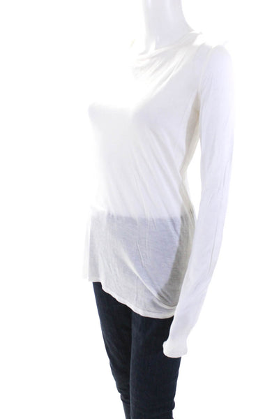 The Row Womens Long Sleeve Scoop Neck Lightweight Tee Shirt White Size Small