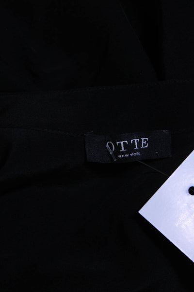 Otte Womens Sleeveless V Neck Side Slit Silk Shift Dress Black Size Small