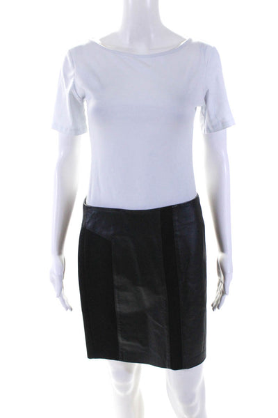 Aqua Womens Leather Elastic Sides Knee Length Pencil Skirt Black Size 6