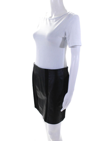 Aqua Womens Leather Elastic Sides Knee Length Pencil Skirt Black Size 6