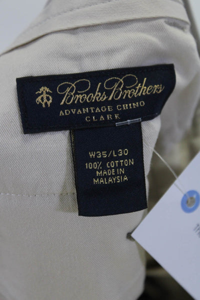Brooks Brothers Mens 'Advantage Chino Clark' Straight Fit Pants Beige Size 35x30
