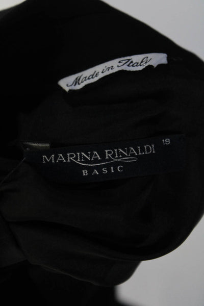 Marina Rinaldi Women's Collared Button Down Slide Slit Blouse Black Size L