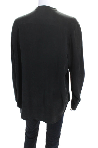 Everlane Womens Long Sleeve Crew Neck Boxy Silk Top Shirt Black Size Large
