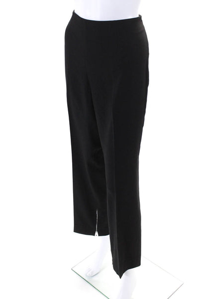 Escada Womens High Rise Pleated Zipper Trim Dress Pants Black Wool Size IT 42