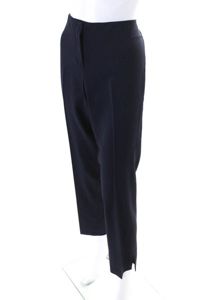 Armani Collezioni Womens High Rise Pleated Side Slit Pants Navy Blue Size 12