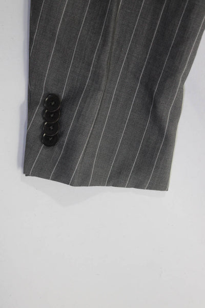 Isaia Napoli Mens Two Button Notched Lapel Pinstriped Blazer Jacket Gray IT 52