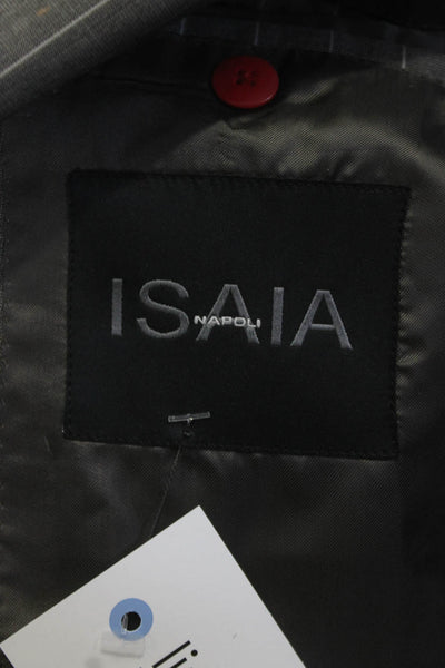 Isaia Napoli Mens Two Button Notched Lapel Pinstriped Blazer Jacket Gray IT 52