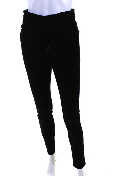 J Brand Womens Buttoned Sailor High Rise Skinny Leg Denim Jeans Black Size 27