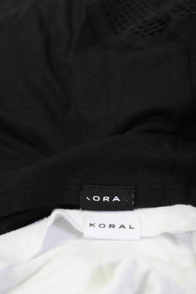Koral Womens Scoop Neck Sleeveless Mesh Side Tank Tops White Black Size L Lot 2