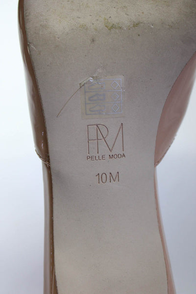 Pelle Moda Women's Patent Leather Peep Toe Mules Nude Size 10