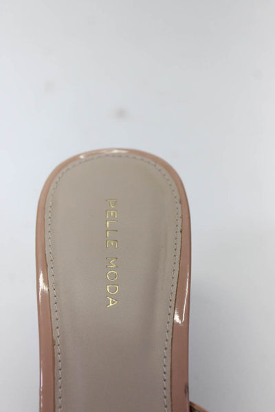 Pelle Moda Women's Patent Leather Peep Toe Mules Nude Size 10