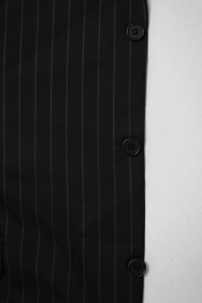 Canali Mens Brown Wool Striped Three Button Long Sleeve Blazer Jacket Size 58L