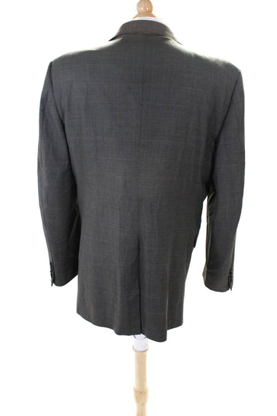 Hickey Freeman for Nordstrom Mens Brown Gray Plaid Two Button Blazer Size 46L