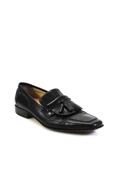 Salvatore Ferragamo Mens Black Tassel Accent Slip On Loafer Dress Shoes Size 13D