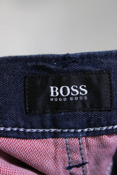 Boss Hugo Boss Mens Cotton Dark Wash Regular Fit Straight Leg Jeans Blue Size 40