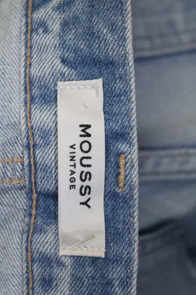 Moussy Womens Distressed Mid Rise Denim Light Wash Skinny Jeans Blue Size 26