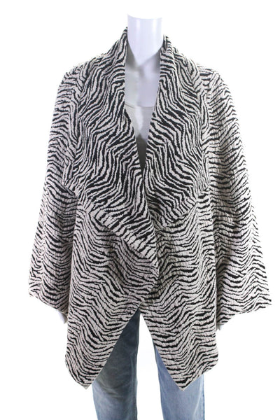 Lafayette 148 New York Women's Zebra Print Open Front Cardigan White Size XL