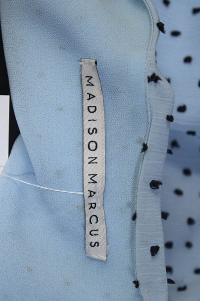 Madison Marcus Women's V-Neck Long Sleeves Blue Polka Dot Blouse Size S