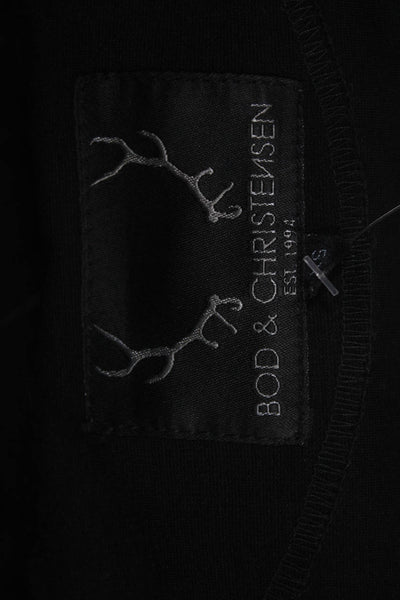 Bod & Christensen Womens Leather Long Sleeved Zipper Hooded Jacket Black Size XS