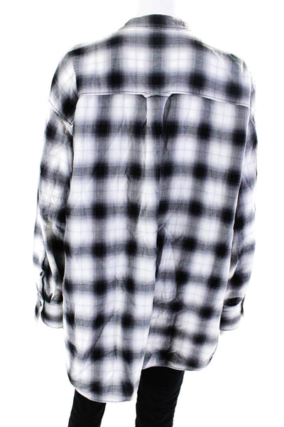 Dorothee Schumacher Womens Plaid Round Neck Long Sleeve Blouse Top Black Size L