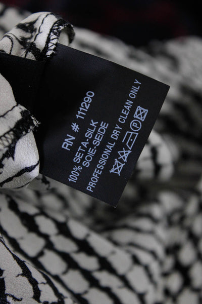 Derek Lam Womens Silk Abstract Print V-Neck Sleeveless Blouse Top White Size 2