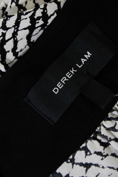 Derek Lam Womens Silk Abstract Print V-Neck Sleeveless Blouse Top White Size 2