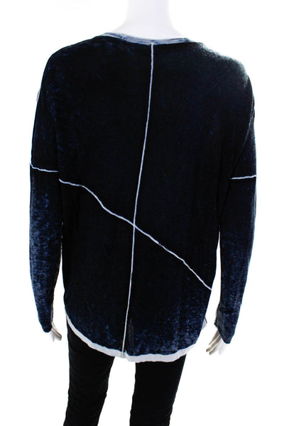 Kokun Women's Long Sleeve V Neck Pullover Sweater Dark Blue Size XS/S