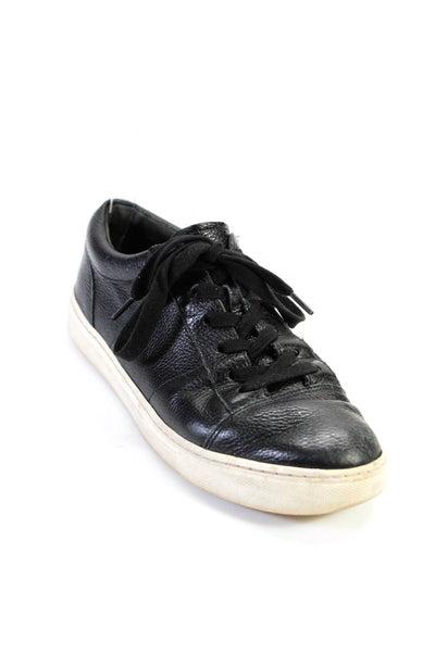 Vince Women's Low Top Pebbled Leather Sneakers Black Size 7