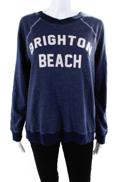 Wildfox Womens Brighton Beach Crew Neck Terry Sweatshirt Blue Size Large