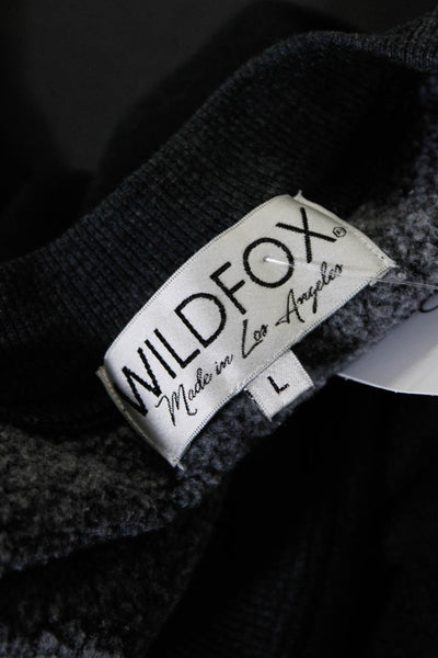 Wildfox Womens Embroidered Heart Crew Neck Fleece Sweatshirt Dark Gray Large