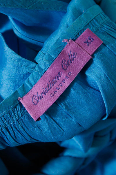 Christiane Celle Womens Silk Braided Sleeveless Dress Blue Size Extra Small