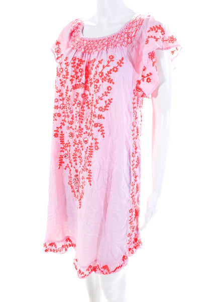 Saks Fifth Avenue Womens Floral Embroidered Dress Pink Size Extra Small