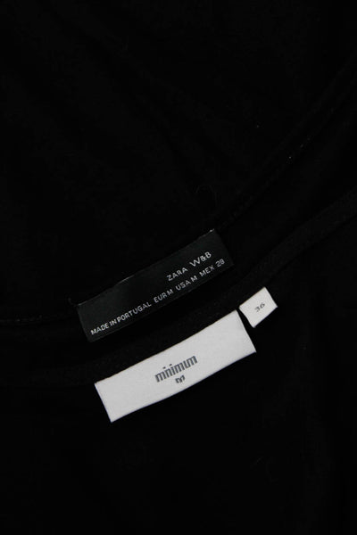 Minimum Zara W&B Womens Button Up Shirt Blouses Black Multicolor Size 36 M Lot 2