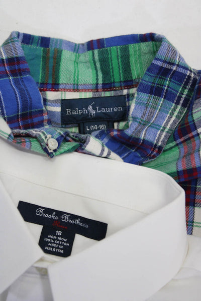 Brooks Brothers Ralph Lauren Juniors Boys Plaid Button Up Shirt 18 Large Lot 2