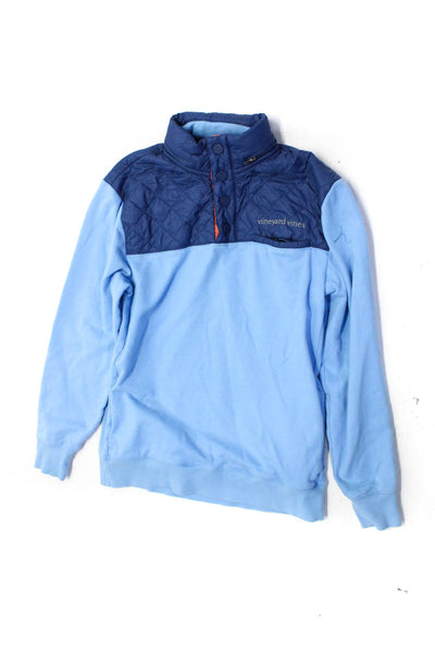 Vineyard Vines Childrens Boys Quilted Puffer Pullover Hooded Jacket Blue Size XS