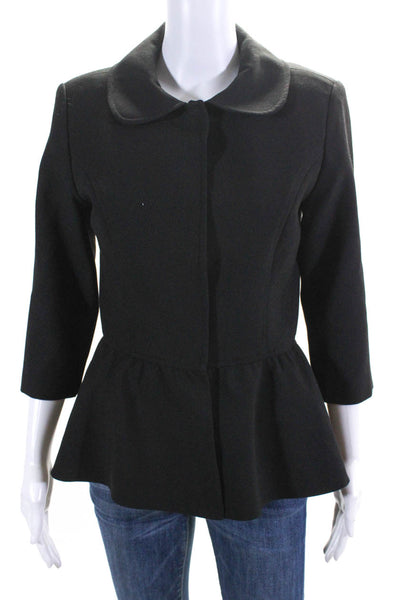 Daslu Womens 3/4 Sleeve Collared Blazer Peplum Jacket Black Size IT 40