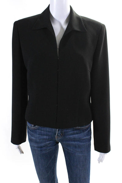 Emanuel Emanuel Ungaro Womens Hook & Eye Collared Blazer Jacket Black Size 10