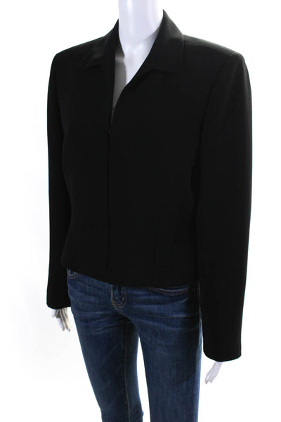 Emanuel Emanuel Ungaro Womens Hook & Eye Collared Blazer Jacket Black Size 10