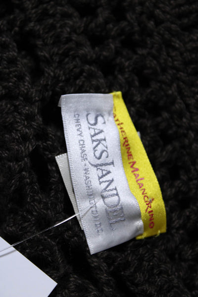 Catherine Malandrino Womens Shawl Collar Crochet Cardigan Sweater Brown Small