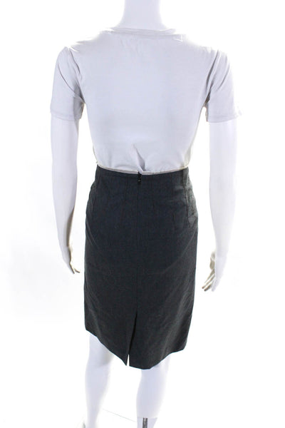 Gunex Womens Raw Hem Woven Knee Length Pencil Skirt Gray Wool Size 6