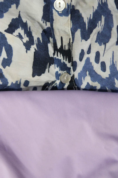 Peter Millar Zara Womens Collared Geometric Blouse Tops Purple Size L XL Lot 2